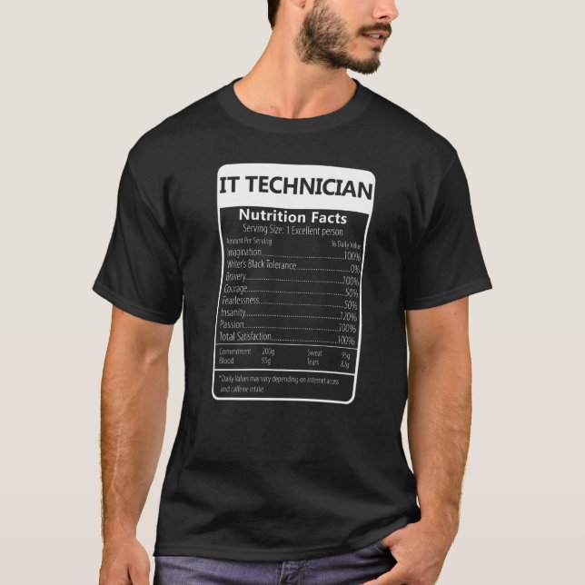 Camiseta Ti Tecnician Nutrition Fata Gráfico Sarcástico (Frente)