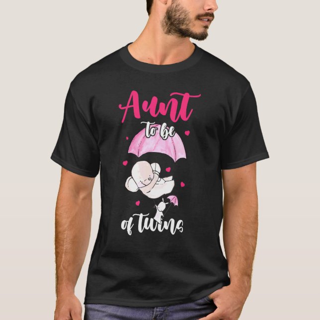 Camiseta Tia A Ser De Gêmeos Niece E Sobrinho Elefante (Frente)