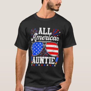 Camiseta Tia americana óculos de sol 4 de julho família
