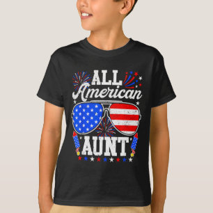 Camiseta Tia americana óculos de sol 4 de julho família