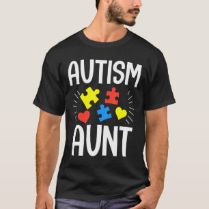 Camiseta Tia Autismo Autismo Cute Puzzle Conscientização do