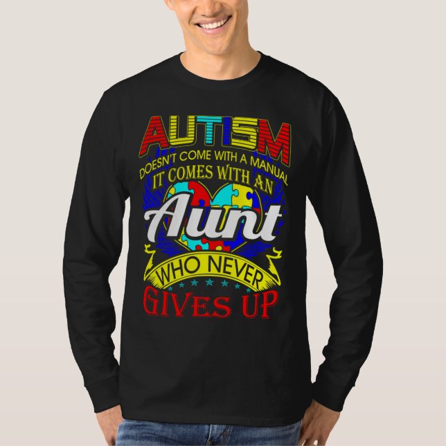 Camiseta Tia Autismo Nunca Desiste Da Consciência (Frente)
