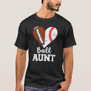 Camiseta Tia Ball Heart Engraçada Tia Baseball de Futebol