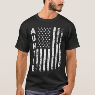 Camiseta Tia Bandeira da América Dia das Mães 4 de Julho Mu