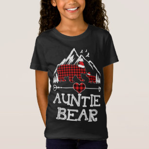 Camiseta Tia Bear Christmas Pajama Red Xadrez Buffalo Fam