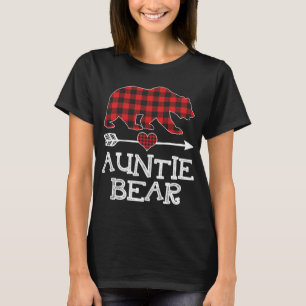Camiseta Tia Bear Christmas Pajama Red Xadrez Buffalo Fam