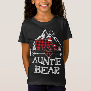 Camiseta Tia Bear Christmas Pajama Red Xadrez Buffalo Fam
