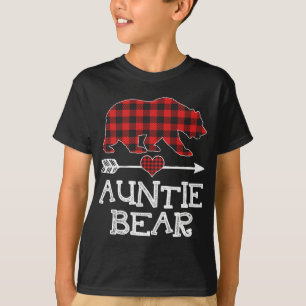 Camiseta Tia Bear Christmas Pajama Red Xadrez Buffalo Fam