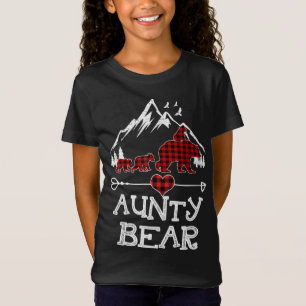 Camiseta Tia Bear Christmas Pajama Red Xadrez Buffalo Fami