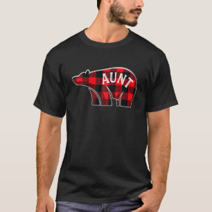 Camiseta Tia Bear Família de Xadrezes de Natal Corresponde