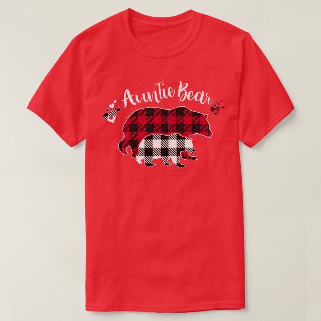 Camiseta Tia Bear Red Buffalo Xadrez Pajama Premium (Frente do Design)