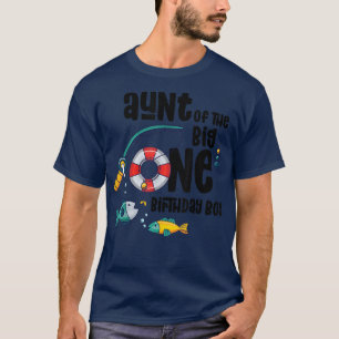 Camiseta Tia Big One Garoto de 1 ano pescando aniversário d