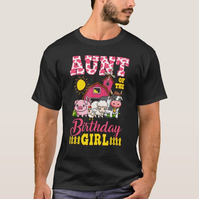 Camiseta Tia Birthday Fazenda Animal Rapariga Correspondend (Frente)