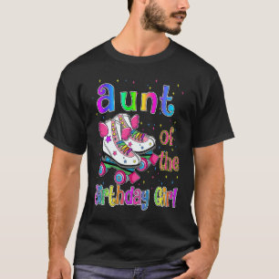 Camiseta Tia Birthday Girl Rolling Skate Família de anivers