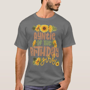 Camiseta Tia Birthday Girl Sunflower Festa de aniversário