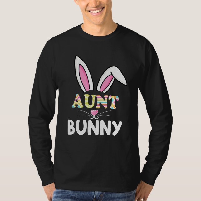 Camiseta Tia Bunny Outfit Correspondendo à Páscoa da Famíli (Frente)