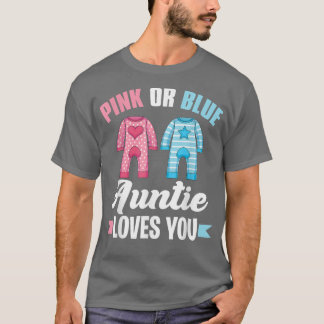 Camiseta Tia chá de fraldas Rosa Ou Tia Azul Te Ama Gen