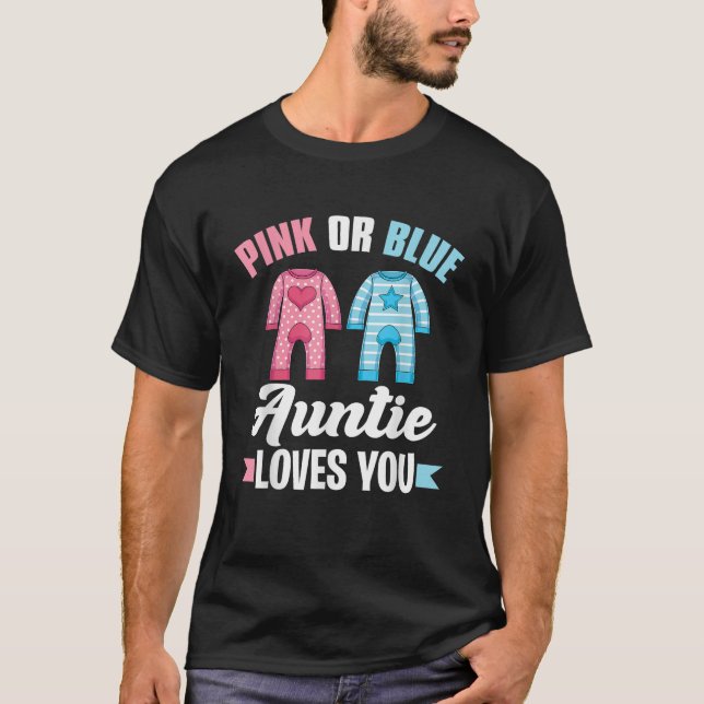 Camiseta Tia chá de fraldas Rosa Ou Tia Azul Te Ama Gen (Frente)