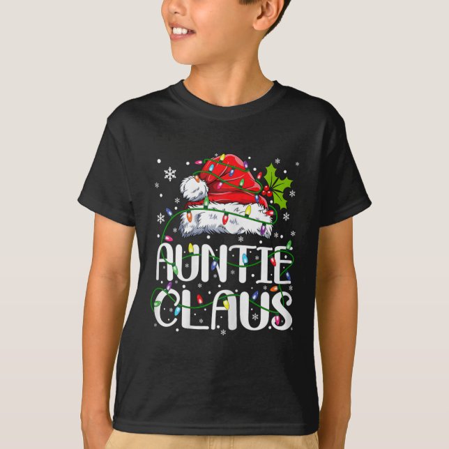 Camiseta Tia Claus Natal Luzes Pajama Família Matchi (Frente)