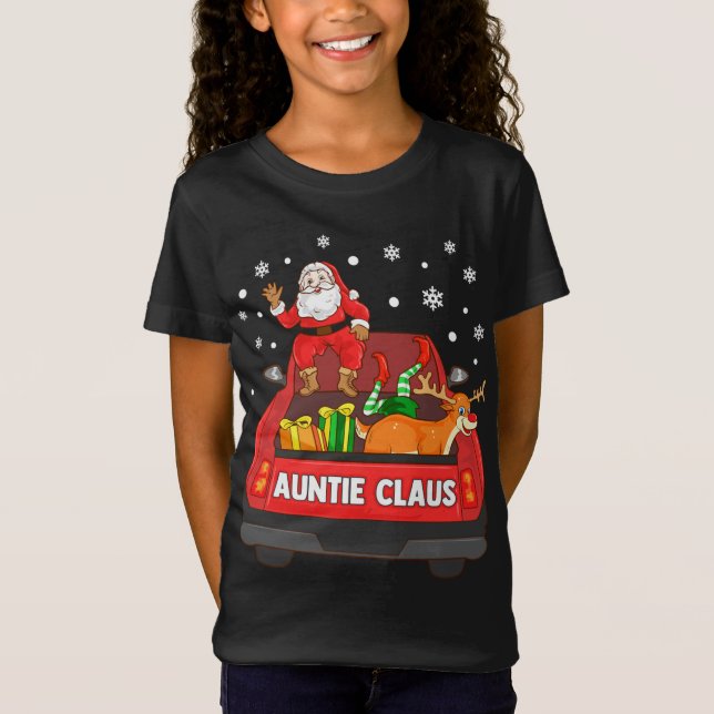 Camiseta Tia Claus Red Truck Papais noeis Reindeer Elf Chri (Frente)