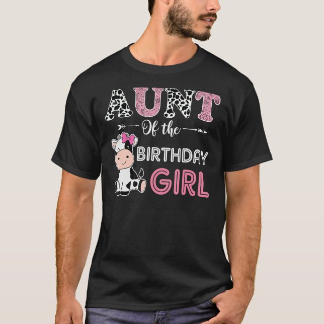 Camiseta Tia Cow Farming Birthday Rapariga Barnyard (Frente)
