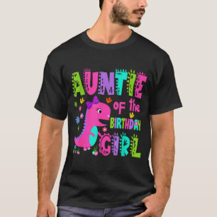 Camiseta Tia da aniversariante saurus rex dinossauro