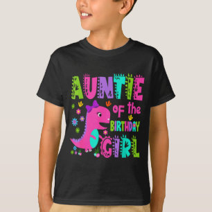Camiseta Tia da aniversariante saurus rex dinossauro