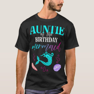 Camiseta Tia Da Família Aniversário De Sereia