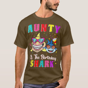Camiseta Tia Da Família De Aniversário Do Tubarão Que Corre