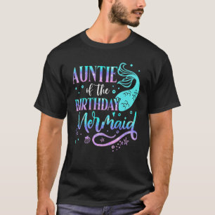 Camiseta Tia Da Família De Sereia De Aniversário Combinando