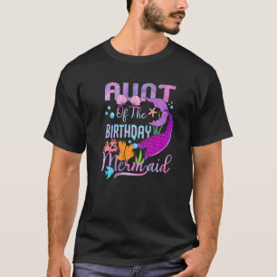 Camiseta Tia Da Família De Sereias De Aniversário