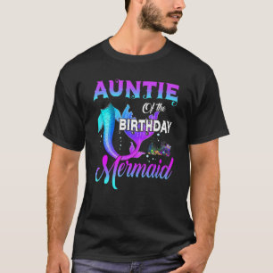 Camiseta Tia Da Família De Sereias De Aniversário 3