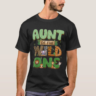 Camiseta Tia Da Família Selvagem De Um Aniversário Que Corr