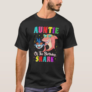 Camiseta Tia Da Família Shark Birthday Que Corresponde Ao N