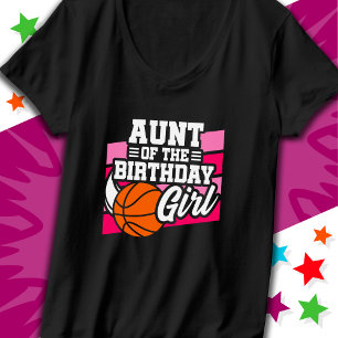 Camiseta Tia da garota de aniversário do Partido de Basquet