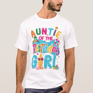 Camiseta Tia Da Menina Do Aniversário Festa Na Piscina Prai