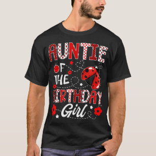 Camiseta Tia Da Menina Do Aniversário Joaninha Tia Besouro