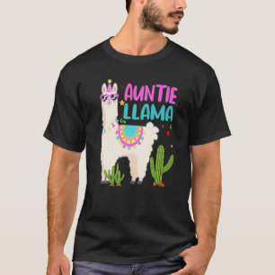 Camiseta Tia Da Menina Do Llama De Aniversário Família Comb