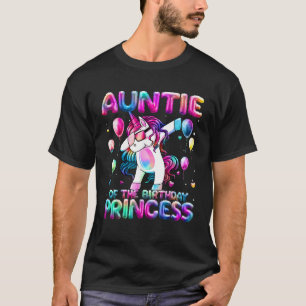 Camiseta Tia da Menina Princesa de Aniversário Unicórnio Fl