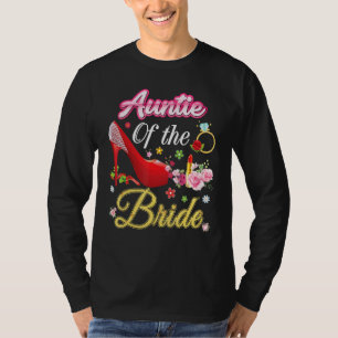 Camiseta Tia Da Noiva Feliz Calçado Rosa Flor De Casamento