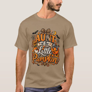 Camiseta Tia da Pequena Abóbora Fofa Halloween Leopardo