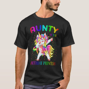 Camiseta Tia Da Princesa Aniversário Dabbing Unicorn Gir