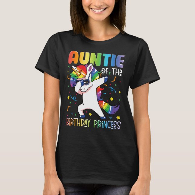 Camiseta Tia da Princesa de Aniversário, Dabbing Uni (Frente)