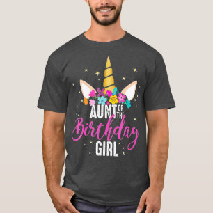 Camiseta Tia Da Rapariga De Aniversário Gift Unicorn Birthd