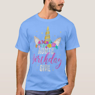 Camiseta Tia Da Rapariga De Aniversário Gift Unicorn Birthd