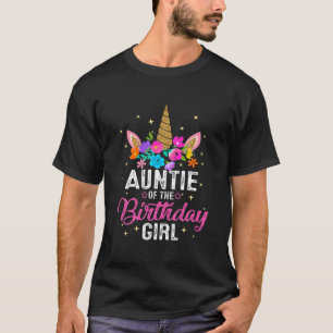Camiseta Tia Da Rapariga De Aniversário Mãe Dotada De Unico