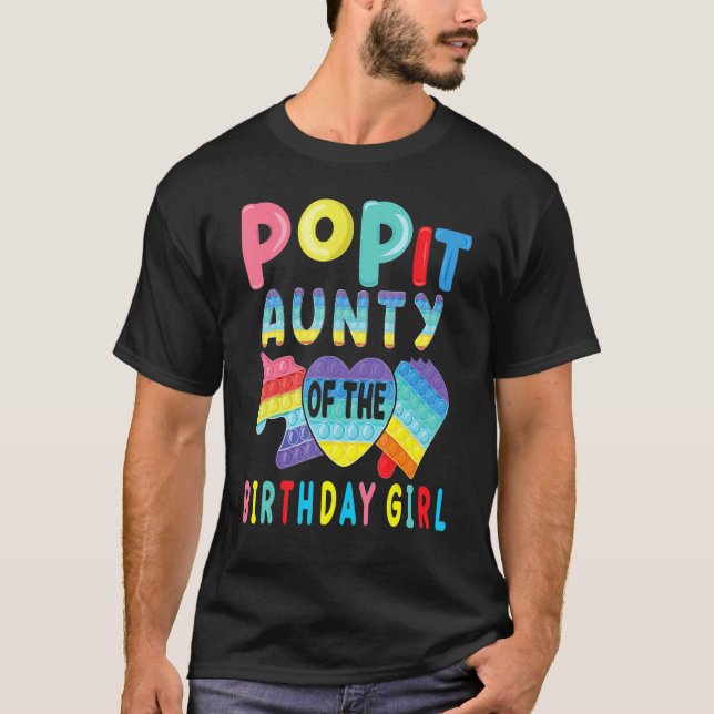 Camiseta Tia Da Rapariga De Aniversário Pop It Unicorn Birt (Frente)