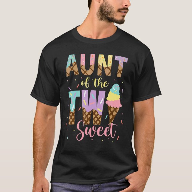 Camiseta Tia Das Duas Garotas Doce De Aniversário Sorvete D (Frente)