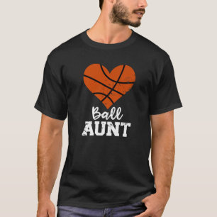 Camiseta Tia de Ball Tia Heart Engraçada no Basquete