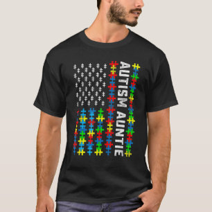Camiseta Tia de Bandeira dos EUA de Consciência do Autismo